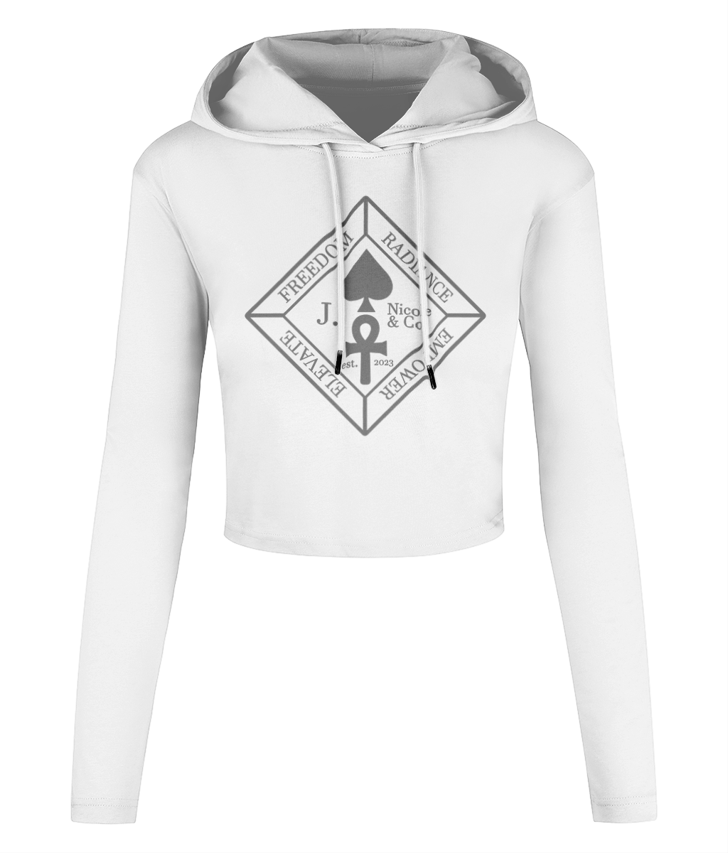 J Nicole Crest Cropped Hooded T-shirt Slate