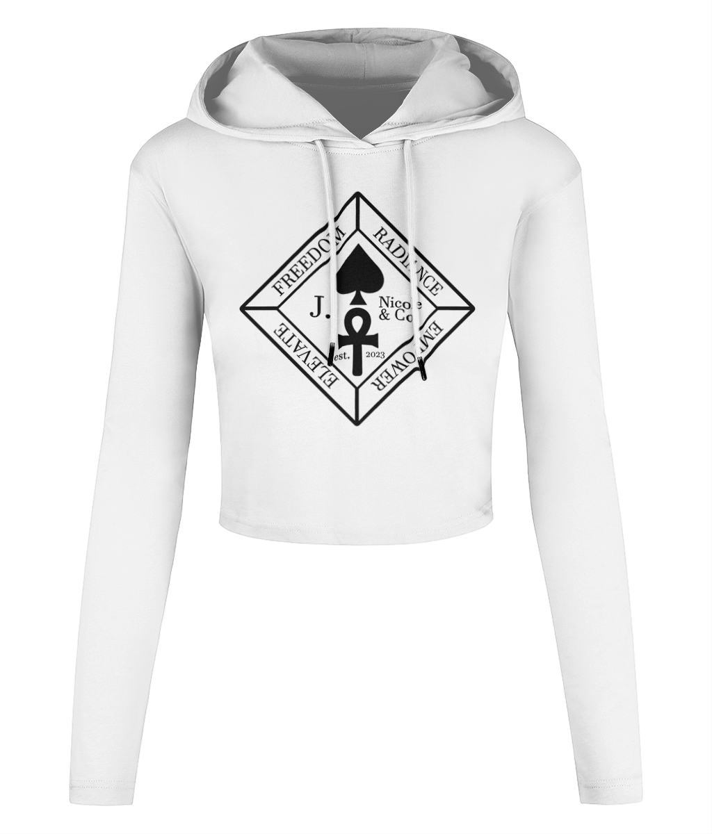 J Nicole Crest Cropped Hooded T-shirt Onyx