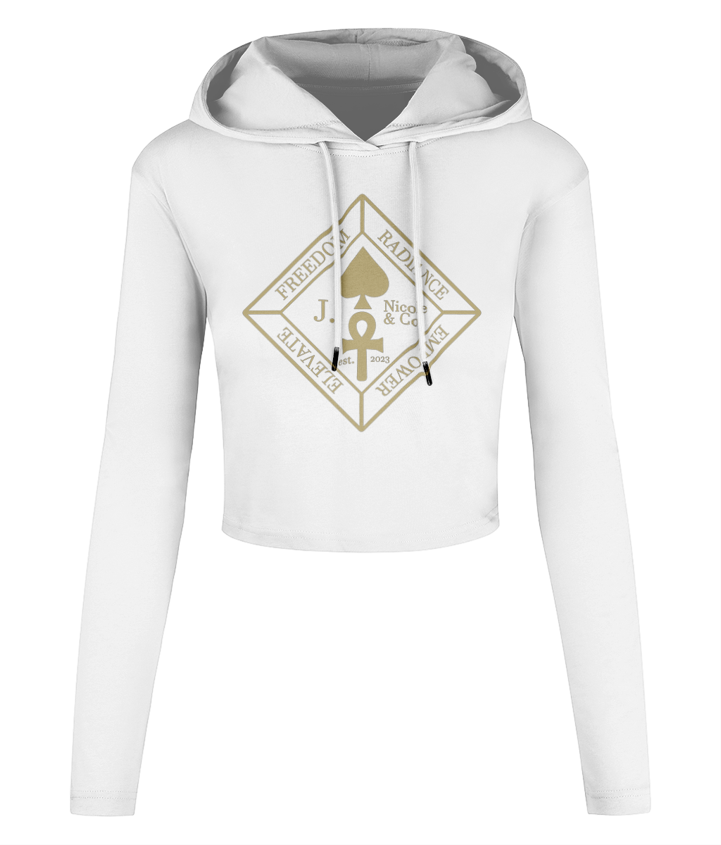 J Nicole Crest Cropped Hooded T-shirt Sand